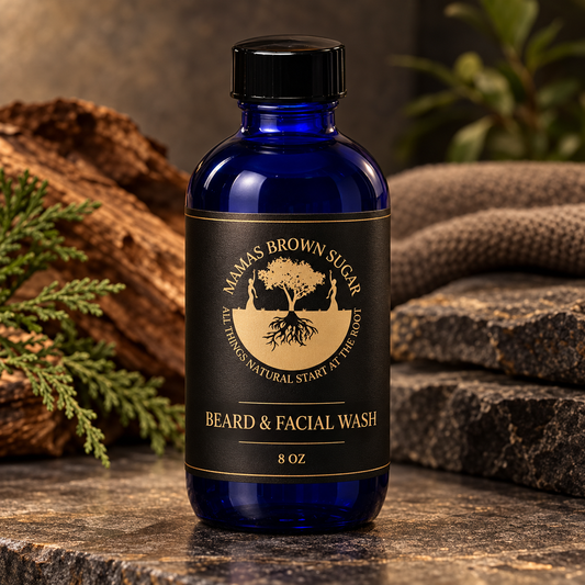 Beard and Facial Wash with updated Mamas Brown Sugar luxury packaging