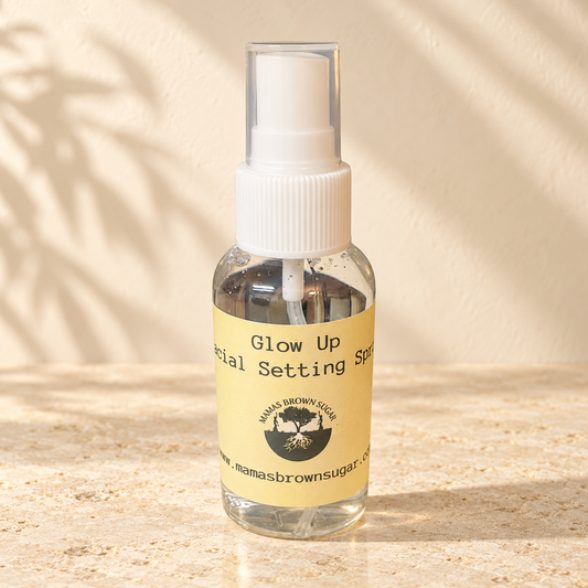Glow Up Facial Setting Spray in a warm luxury spa setting