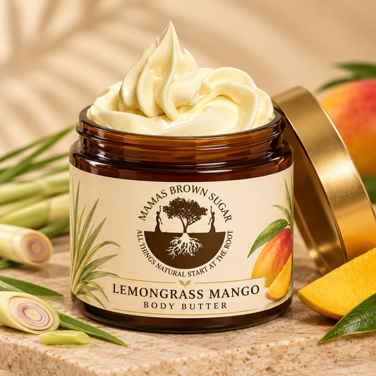 Lemongrass Mango Body Butter with updated Mamas Brown Sugar luxury packaging